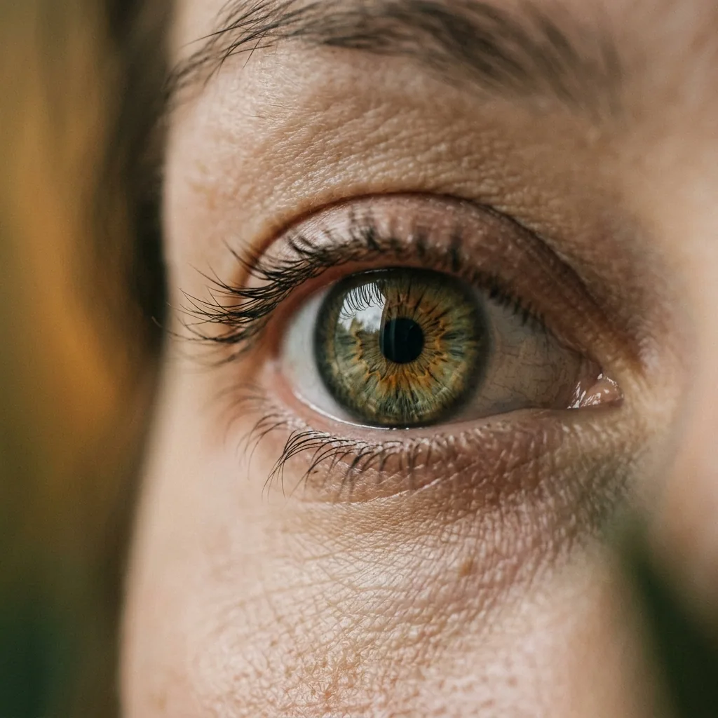 Extreme close-up of a pigeon's eye, its amber iris a vivid ring of presence and awareness
