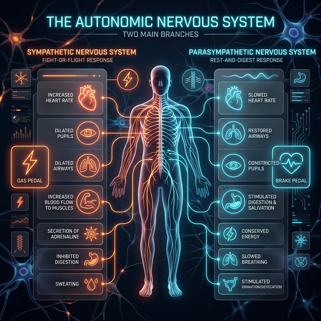 Diagram illustrating the Sympathetic and Parasympathetic nervous systems.